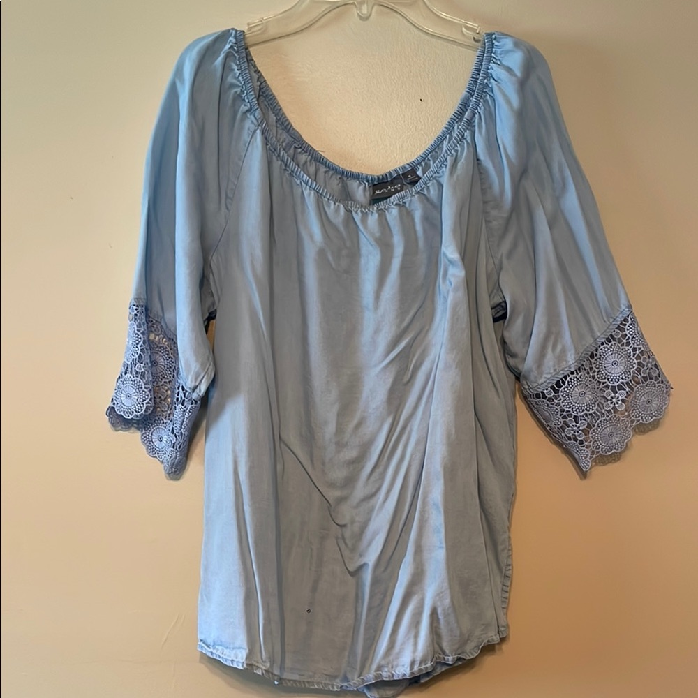 New York & Company Blue Blouse Elegant Design